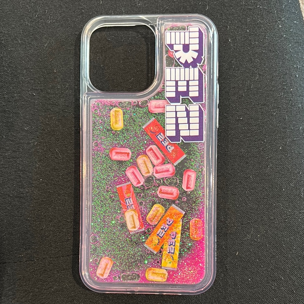 iPhone 15 plus Pez Glitter Pink and Clear Phone Case
